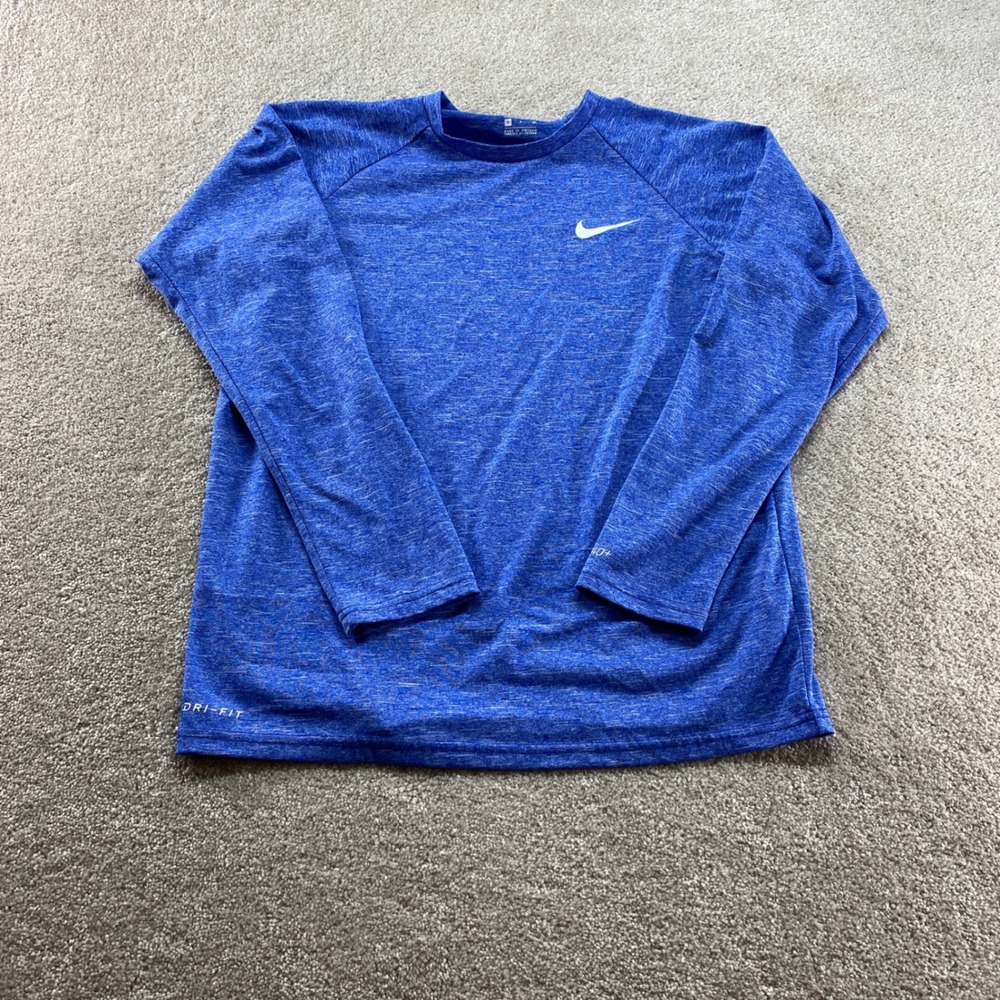 Nike Swim Dri-FIT Rash Guard Mens Small Blue Long Sleeve UPF 40+ NESSA590